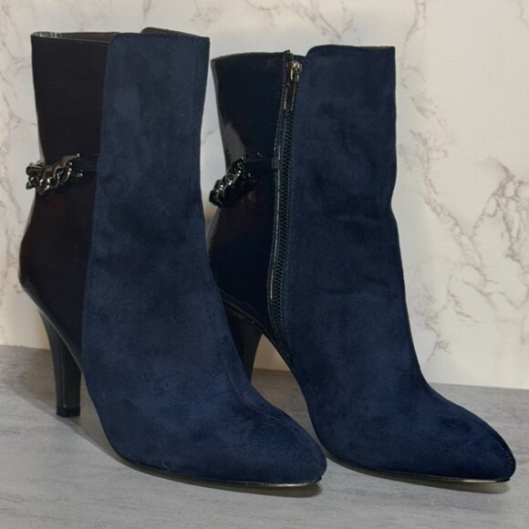 Navy Suede & Patent Bellini Boots - Picture 4 of 6